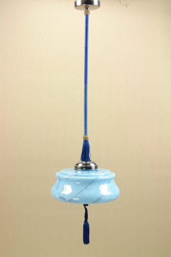 Art Deco Lampe Glas blau 20 Jahre