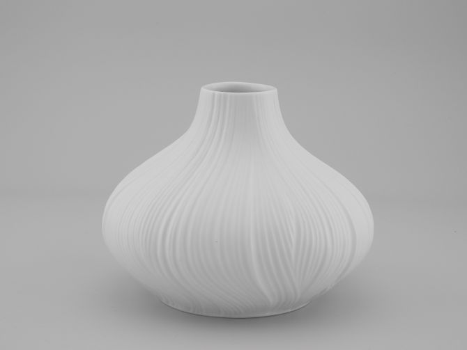 Rosenthal Plissee Zwiebel Vase weiss Martin Freyer 14cm