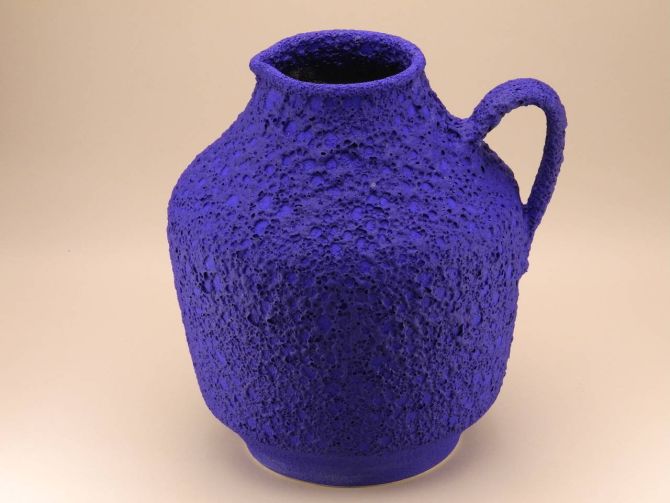 Vintage fat lava Vase blau von Silberdistel deutsche Keramik Gevelsberg 70er Jahre