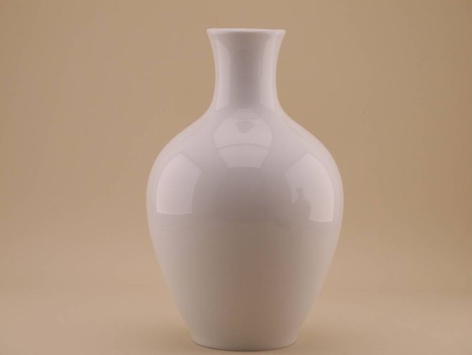 Vintage Vase Form 1512 ohne Dekor uni weiss späte Ausführung design Dr. Hermann Gretsch 40er Jahre für Arzberg Porzellan Porzellanfabrik