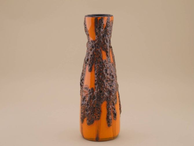 Scheurich vintage Vase 520-28 fat Lava Glusur orange West Germany deutsche Keramik