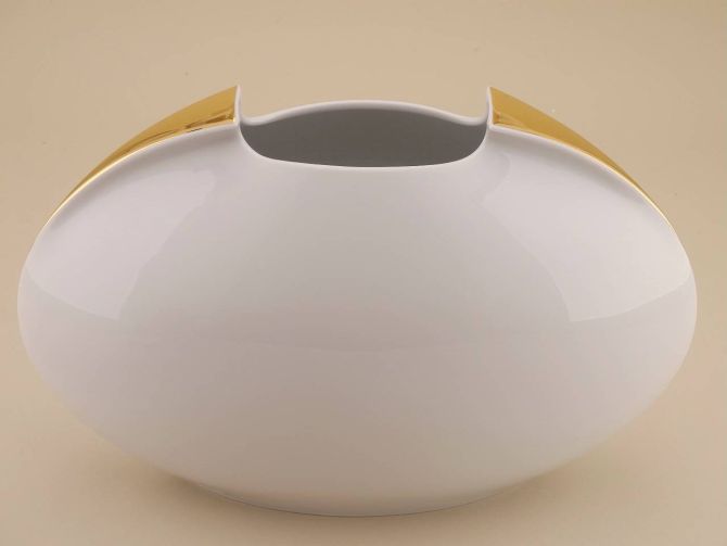 Rosenthal Tasca Vase mit Dekor Gold Overlay vintage Design Lino Sabattini für Rosenthal Porzellan
