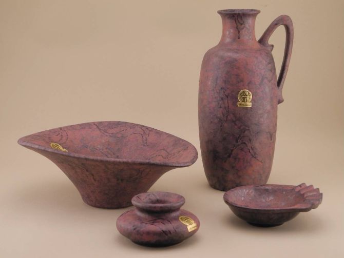 Ruscha Keramik Konvolut Schale Vase Aschenbecher 70er