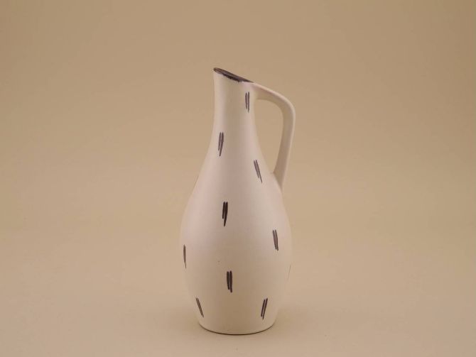 Vintage 50er Jahre Keramik Vase Henkelvase mit Strichen Fritz van Daalen Aalen K67/6