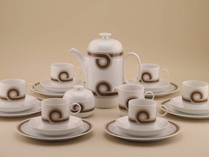 Kaffeeservice für 6 Personen aus der vintage alten Serie Duo Baltic design Ambrogio Pozzi für Rosenthal Porzellan