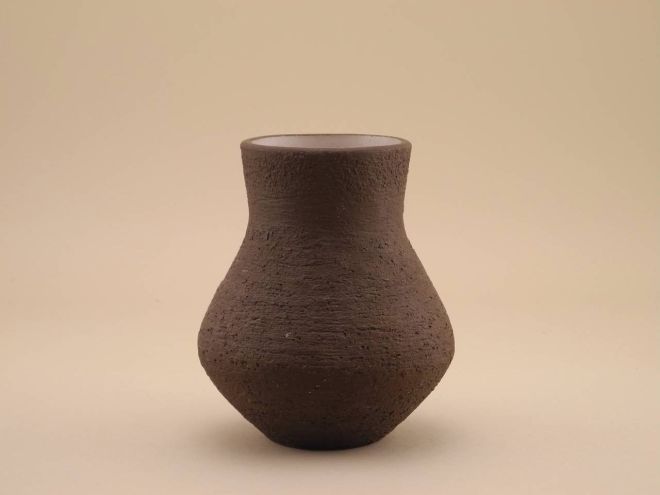 vase unglasiert braun Dekor Borke Hamelner Töpferei vintage 50er 60er Jahre Form Keramik Hameln