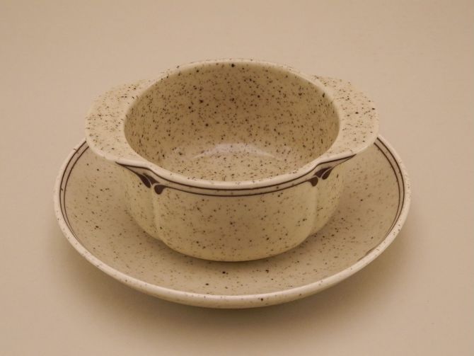 Suppentasse beige gesprenkelt aus der Serie Form ohne Namen Dekor Britta von Rosenthal Keramik
