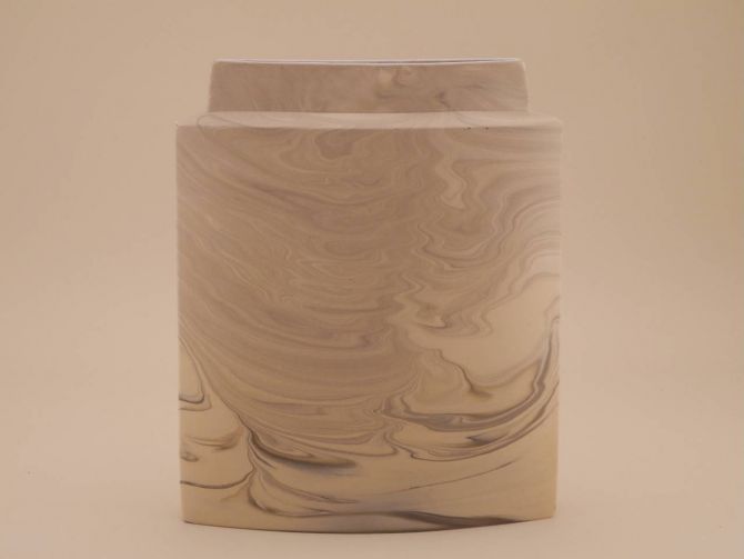 Elsa Fischer Treyden Design Queensbery Marble große Vase eckig Blockvase von Rosenthal 80er Jahre Keramik
