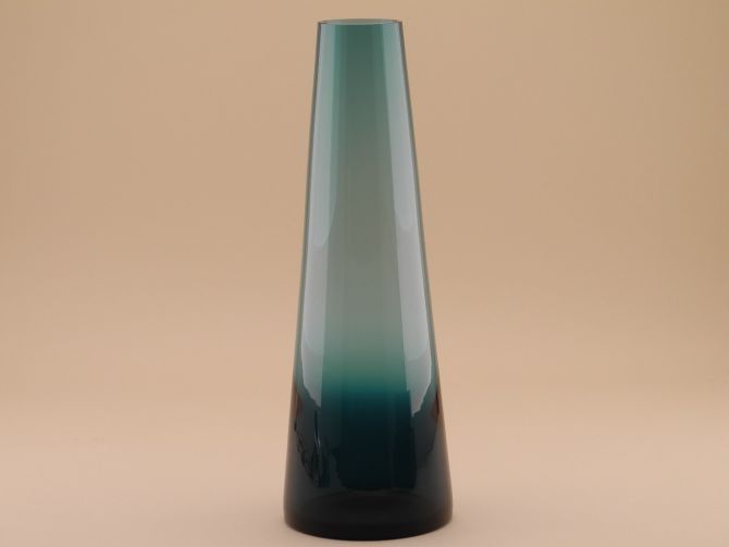 Keilvase blau vintage Glas Vase 50er Jahre Clematis Braun Feldweg Hirschberg