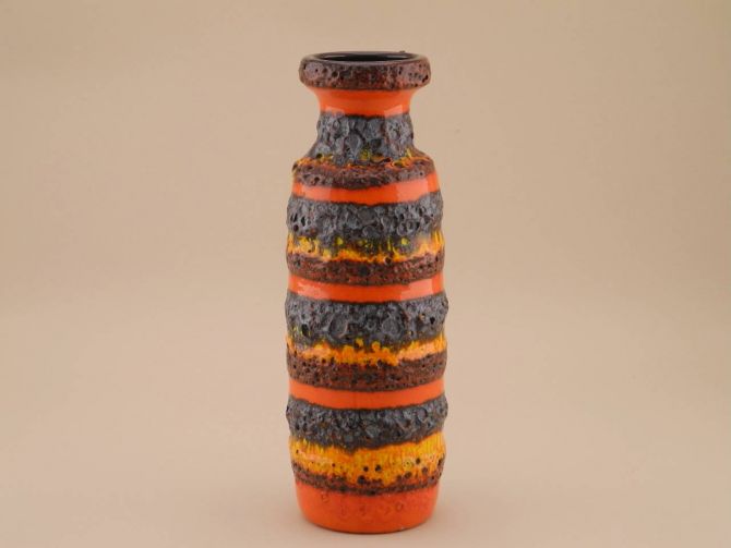 Scheurich vintage Vase 200-28 fat lava Glasur bunt Regenbogen West Germany deutsche Keramik
