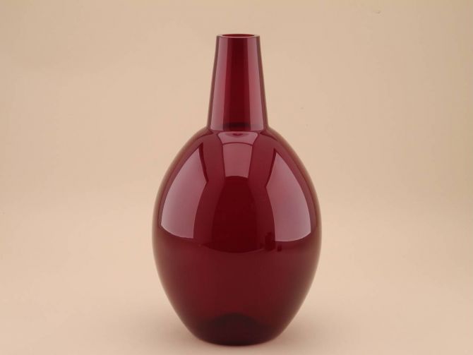 Rubin rot vintage Glas Vase Mimosa 50er Jahre design Braun Feldweg Hirschberg