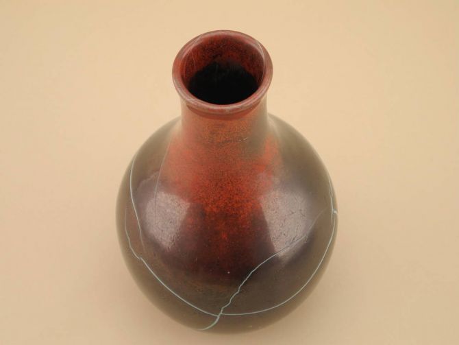 Richard Uhlemeyer Keramik Reduktionsglasur Vase 18cm