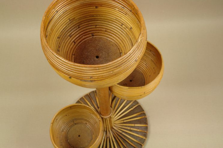 Vintage Tiki Stil Blumenampel Rattan Bambus 50er