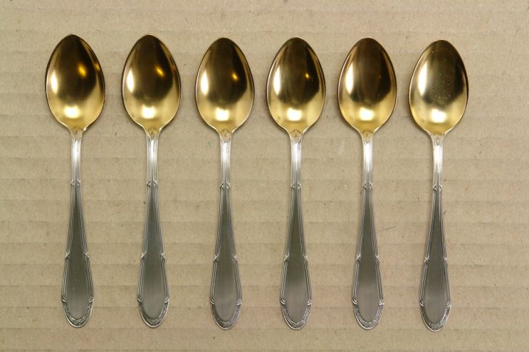 WMF 200 Kreuzband versilbert Mokkalöffel 6er Set Gold