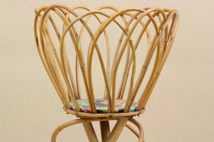 50er Jahre Blumenständer Rattan TIKI Stil 