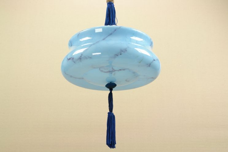 Art Deco Lampe Glas blau 20 Jahre