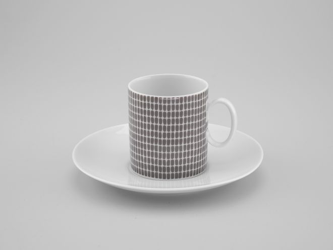 Kaffeetasse Obere gebraucht mit grafischem Dekor Onyx aus der Serie Medaillon vintage design Baumann für Thomas