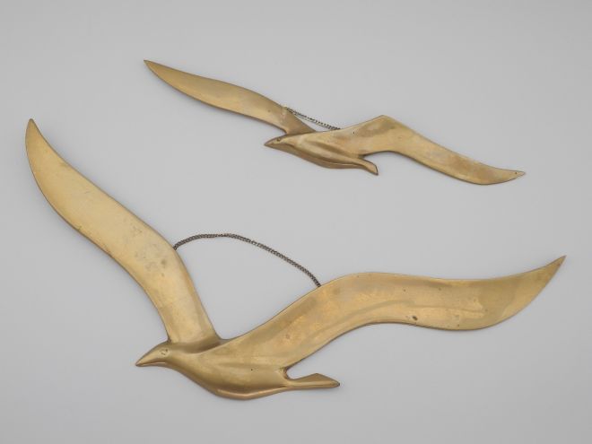 Vintage brass wall hanging decor seagulls