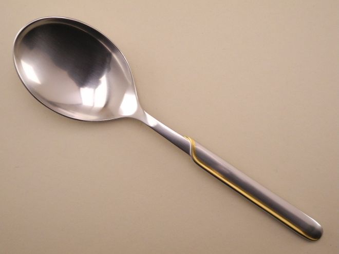 Vorlegelöffel Gemüselöffel Cromargan mit Gold Golddekor vergoldet aus der vintage alten Serie Onda WMF Besteck
