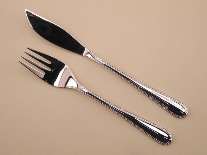 Fischbesteck für 1 Person vintage alte Serie Coburg Perlmuster Perl Cromargan Edelstahl von WMF Besteck