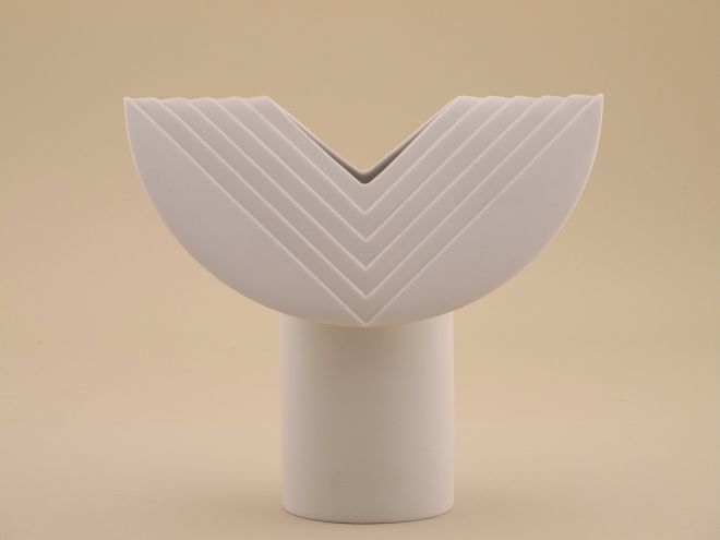 Totem Vase gross design Ambrogio Pozzi für Rosenthal Biskuitporzellan weiss vintage
