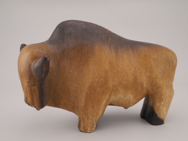 Vintage Bulle Bison Kurt Tschörner Ruscha Art Keramik Rheinbach 70er Jahre Fat Lava Verlaufglasur design WGP