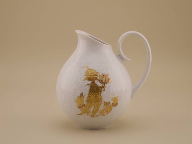 Krug Krugvase aus der vintage alten Serie Romanze Primavera Gold design Björn Wiinblad für Rosenthal Porzellan
