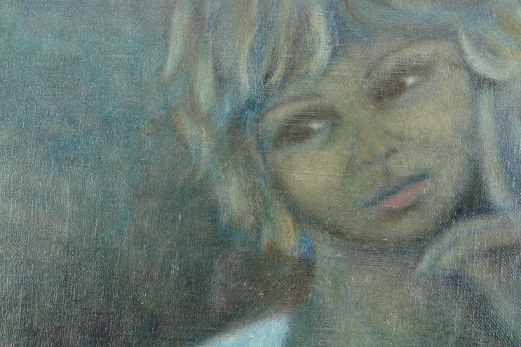 Ölbild Frau vintage 60er 70er Jahre Kunst