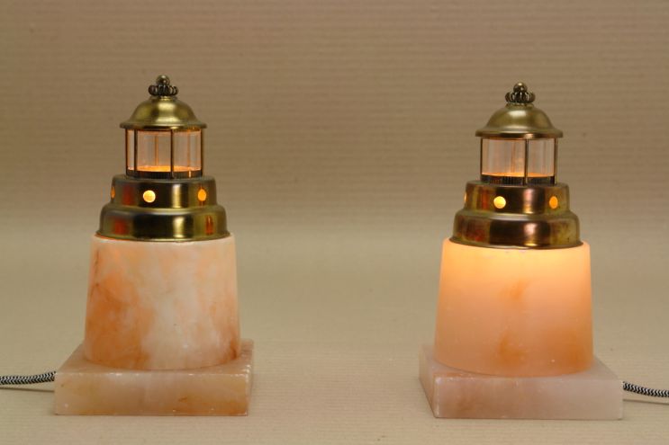 Vintage Nachttischleuchten Alabaster Leuchtturm