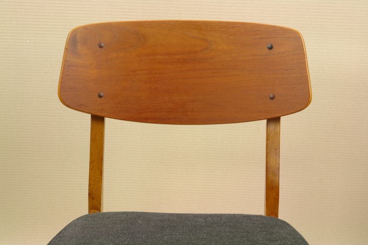 Vintage Teak Stuhl 6x dänisch 50er Jahre mit Eiche 