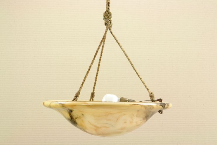 30er Jahre Glaslampe Alabaster Imitat