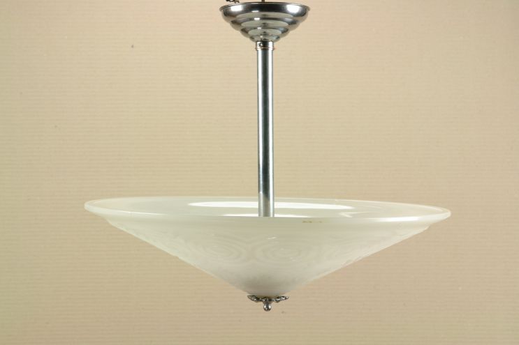 30er Jahre Art Deko Milchglas Lampe M. Millet Paris