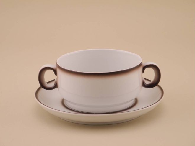 Suppentasse mit Untere aus der vintage Serie Scandic Shadow von Thomas Porzellan Geschirr