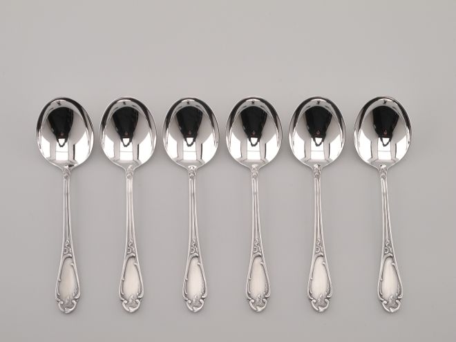BSF 98 Rokoko Louis XV versilbert Tassenlöffel Set