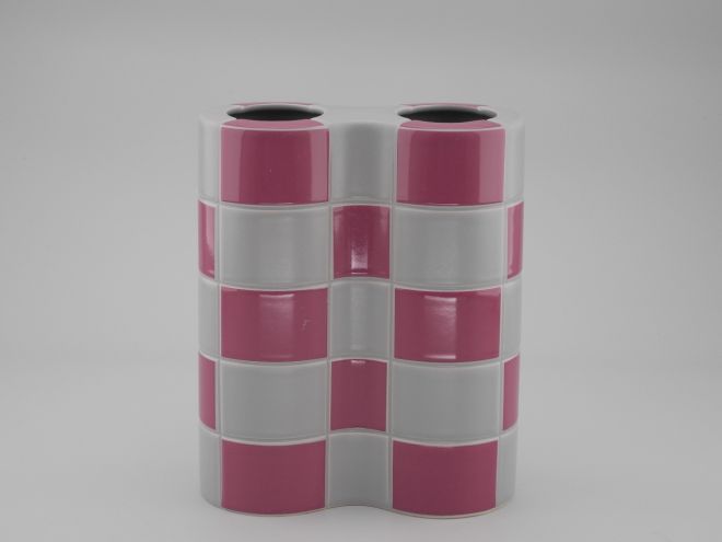 Jan van der Vaart Schachbrett Vase pink Rosenthal