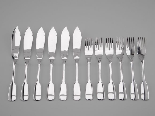 Wilkens Spaten versilbert 90 Fischbesteck Set