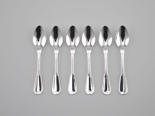 6 Mokkalöffel aus der Serie Augsburger Faden mit 90er Auflage von Wilkens