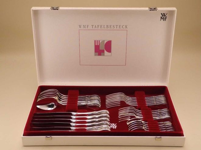 WMF Würzburger Gravur versilbert 90 Komplettbesteck mit Etui
