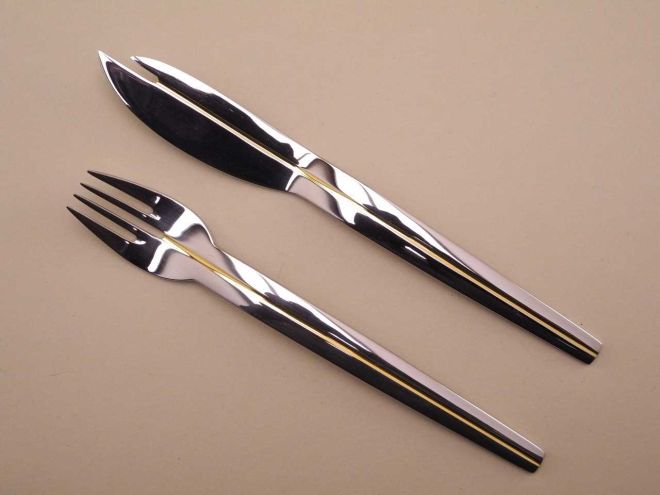 WMF Maxim`s de Paris Rue Royale cromargan Gold Fischbesteck 1 Person