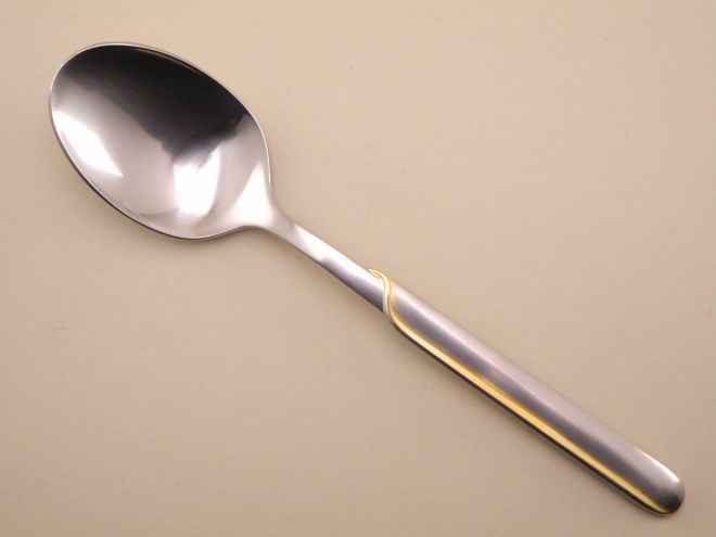 Löffel Tafellöffel Cromargan mit Gold Golddekor vergoldet aus der vintage alten Serie Onda WMF Besteck