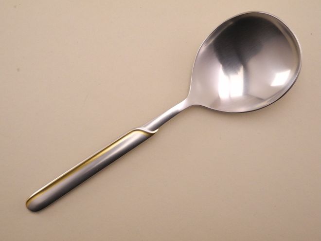 Vorlegelöffel Kartoffellöffel Cromargan mit Gold Golddekor vergoldet aus der vintage alten Serie Onda WMF Besteck