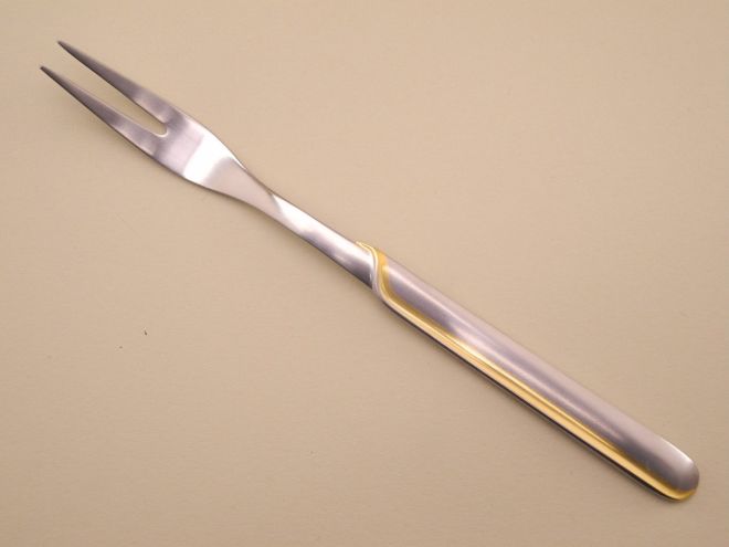 Fleischgabel Cromargan mit Gold Golddekor vergoldet aus der vintage alten Serie Onda WMF Besteck