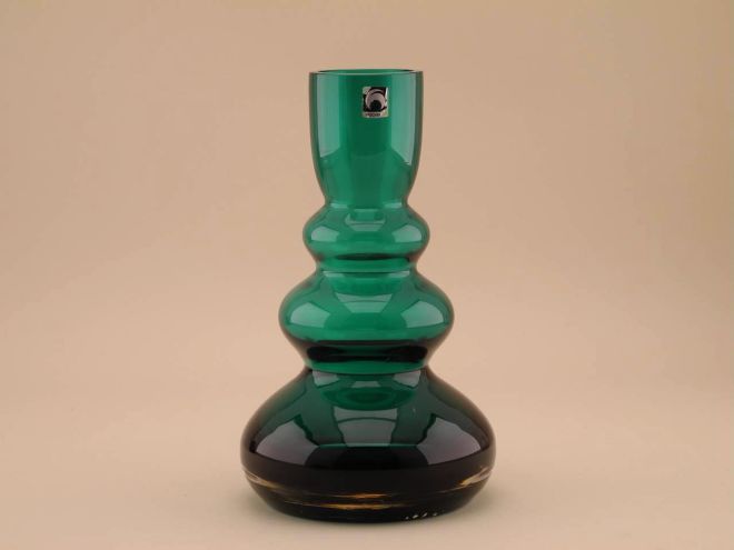 Schwere 70er Jahr bubble Vase grün von Hirschberg Kristallwerke Deutschland