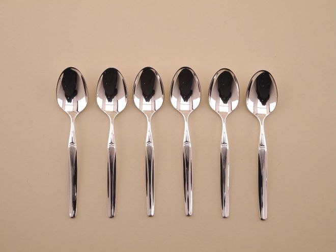 Mokkalöffel Espressolöffel 6teilig Set vintage alte Serie Madrid 90 90er Auflage versilbert von WMF Silberbesteck