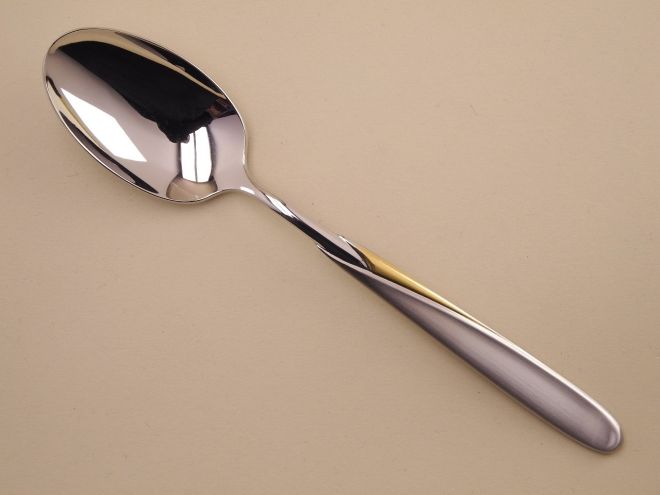 Suppenlöffel aus der Serie Veneto Edelstahl mit Dekorvergoldung von Wilkens