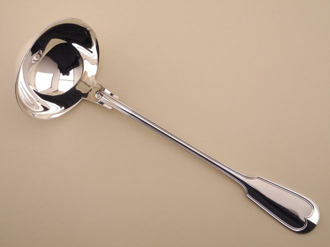 Suppenkelle Suppenschöpfer aus der vintage Serie Augsburger Faden 90 versilbert Auflage WMF Silberbesteck