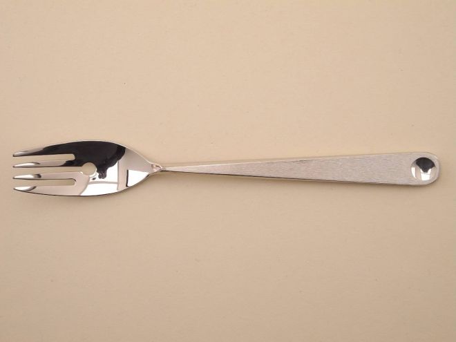 Fischgabel in Edelstahl aus der vintage alten Serie Punto von Wilkens Besteck