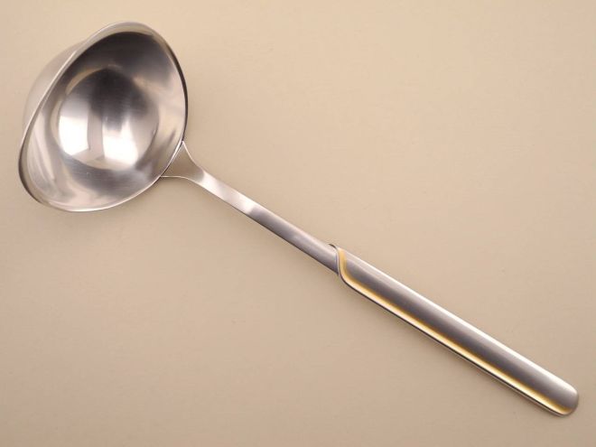 Suppenkelle Suppenschöpfer Cromargan mit Gold Golddekor vergoldet aus der vintage alten Serie Onda WMF Besteck