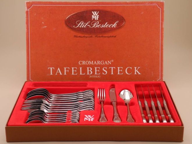 30 Teile Besteckset vintage alte Serie Würzburger Gravur Cromargan Edelstahl Besteck von WMF