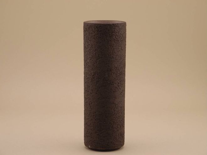 Stangenvase unglasiert braun Dekor Borke 190/III Hamelner Töpferei vintage 50er 60er Jahre Form Keramik Hameln